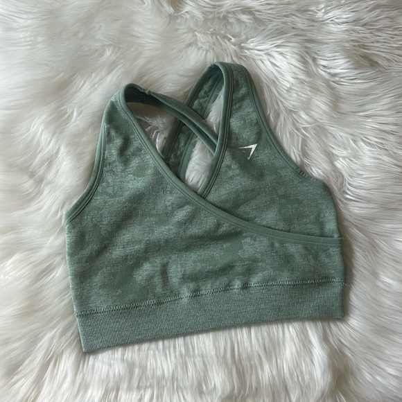 GYMSHARK CAMO GREEN SPORTS OG SPORTS BRA - Picture 4 of 7